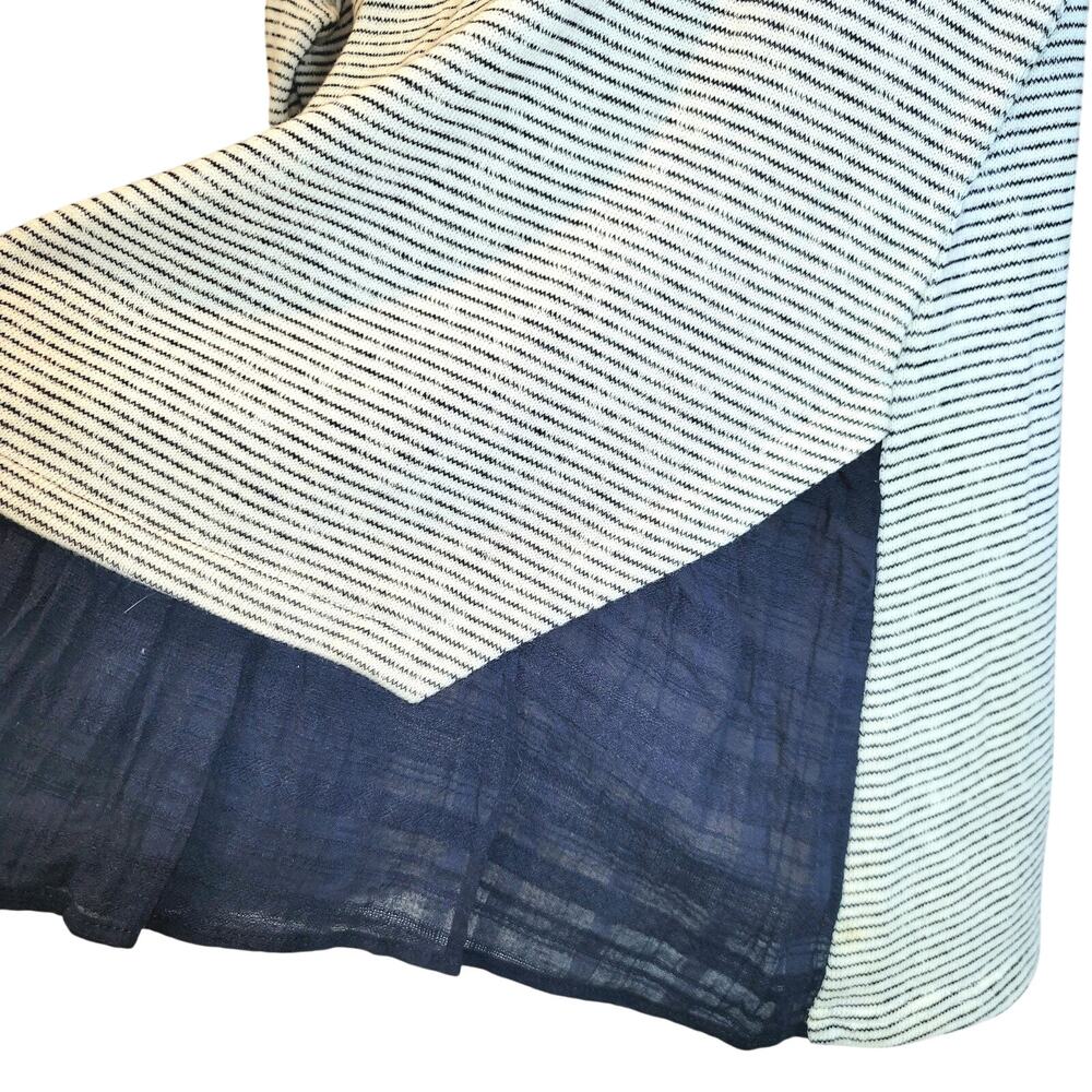 Mystree Tunic Sweater Top Long Sleeve Stripe Large White Navy Knit Mix Media - Picture 5 of 10